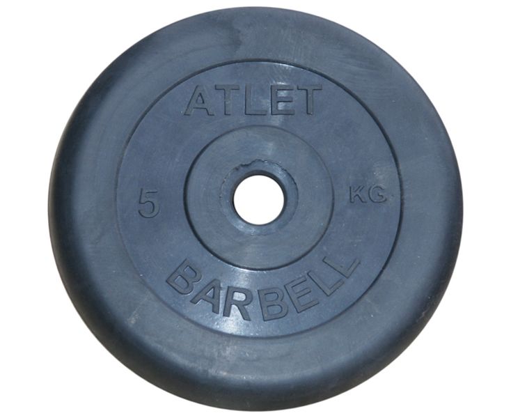 Диск обрезиненный, чёрного цвета, 26 мм, 5 кг Atlet