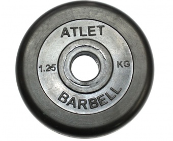 Диск обрезиненный, чёрного цвета, 26 мм, 1,25 кг Atlet
