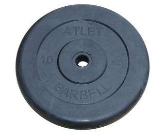 Диск обрезиненный, чёрного цвета, 26 мм, 10 кг Atlet
